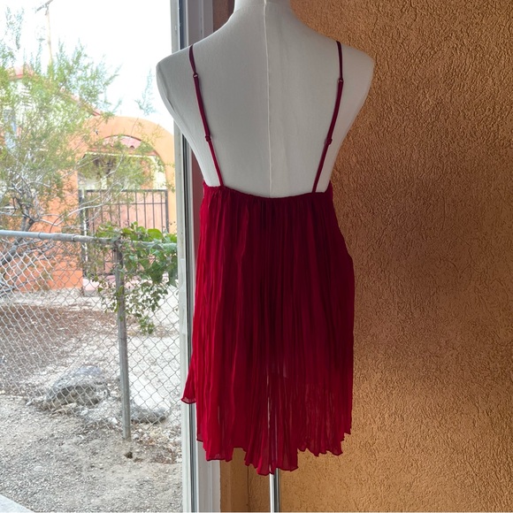 ♥️✨♥️ NFS Victoria’s Secret Pink Bow Red Lace Pleated Babydoll Flyaway Lingerie - Picture 5 of 5